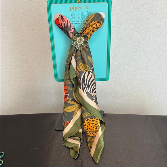 Piper Accessories - Piper K | Safari Print Scarf w/ Brooch